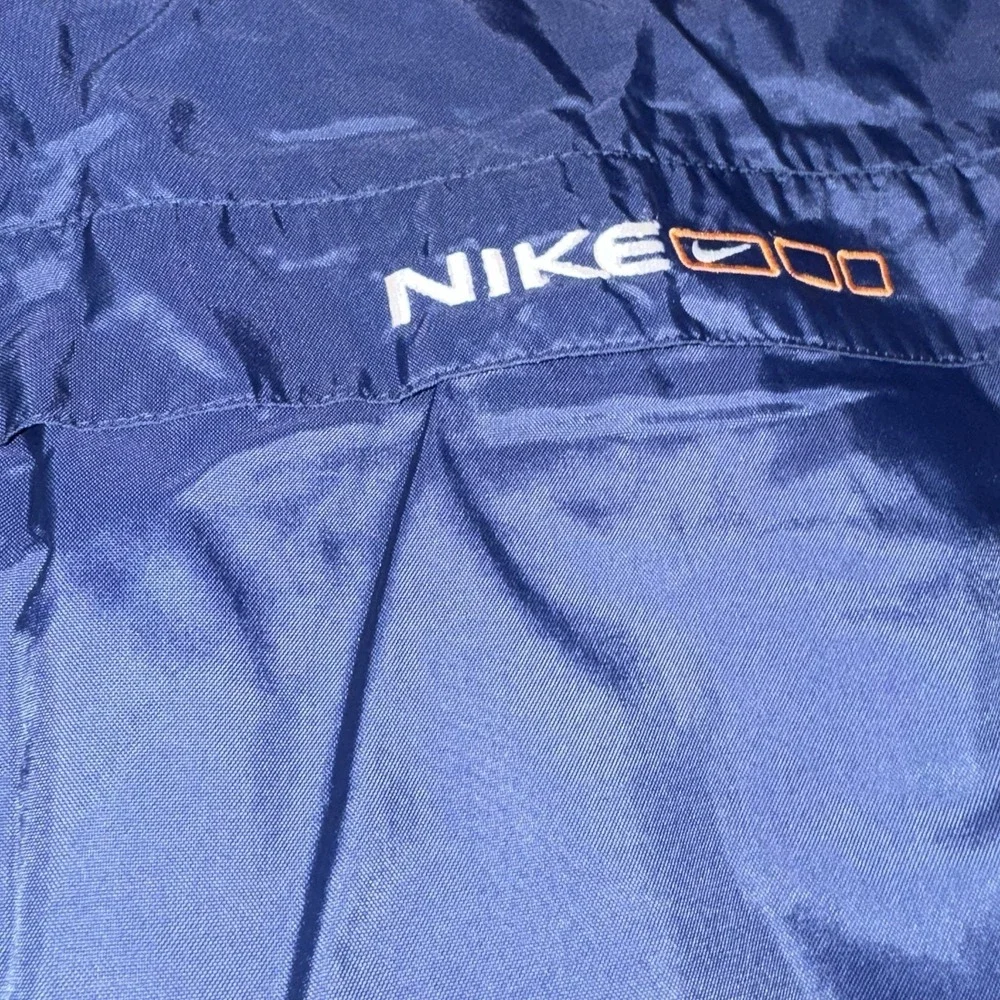 Vintage Nike Jacket Mens Large Navy Hooded Windbreaker Center Swoosh 90s 1/2 Zip